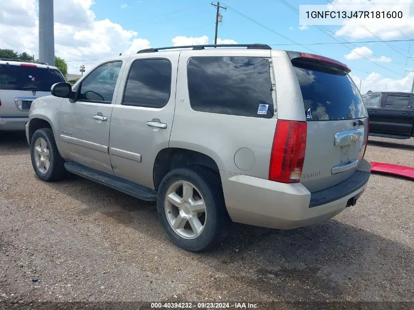 2007 Chevrolet Tahoe Lt VIN: 1GNFC13J47R181600 Lot: 40394232