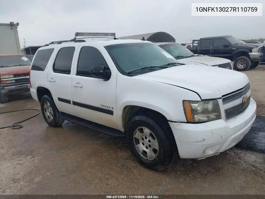 1GNFK13027R110759 2007 Chevrolet Tahoe Lt