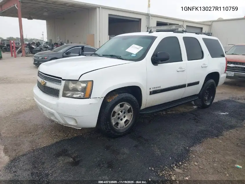 1GNFK13027R110759 2007 Chevrolet Tahoe Lt