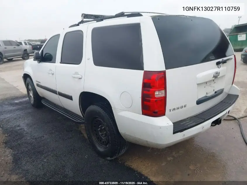 1GNFK13027R110759 2007 Chevrolet Tahoe Lt