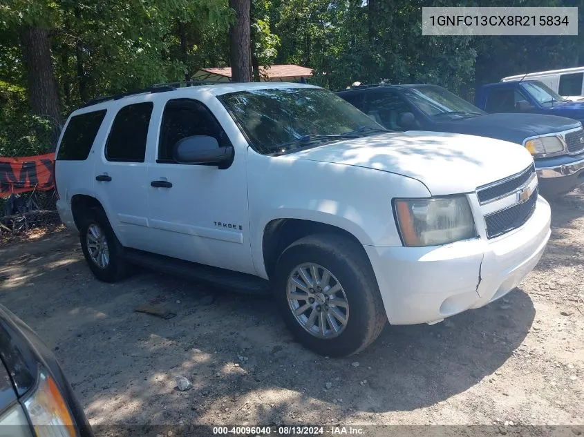 2008 Chevrolet Tahoe Ls VIN: 1GNFC13CX8R215834 Lot: 40096040