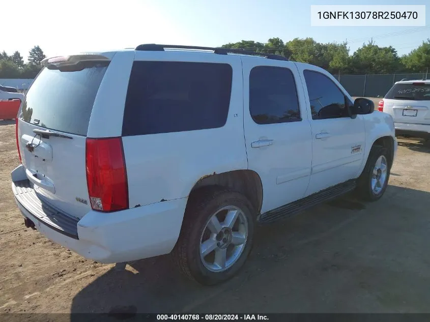 2008 Chevrolet Tahoe Lt VIN: 1GNFK13078R250470 Lot: 40140768