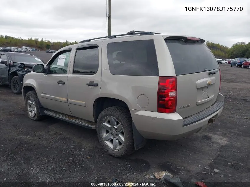 2008 Chevrolet Tahoe Ls VIN: 1GNFK13078J175770 Lot: 40351650