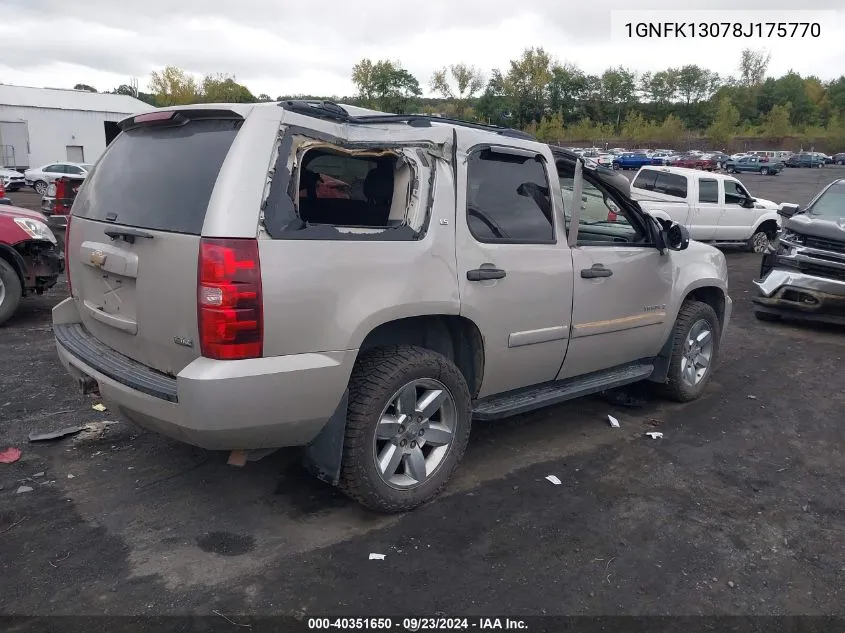 2008 Chevrolet Tahoe Ls VIN: 1GNFK13078J175770 Lot: 40351650