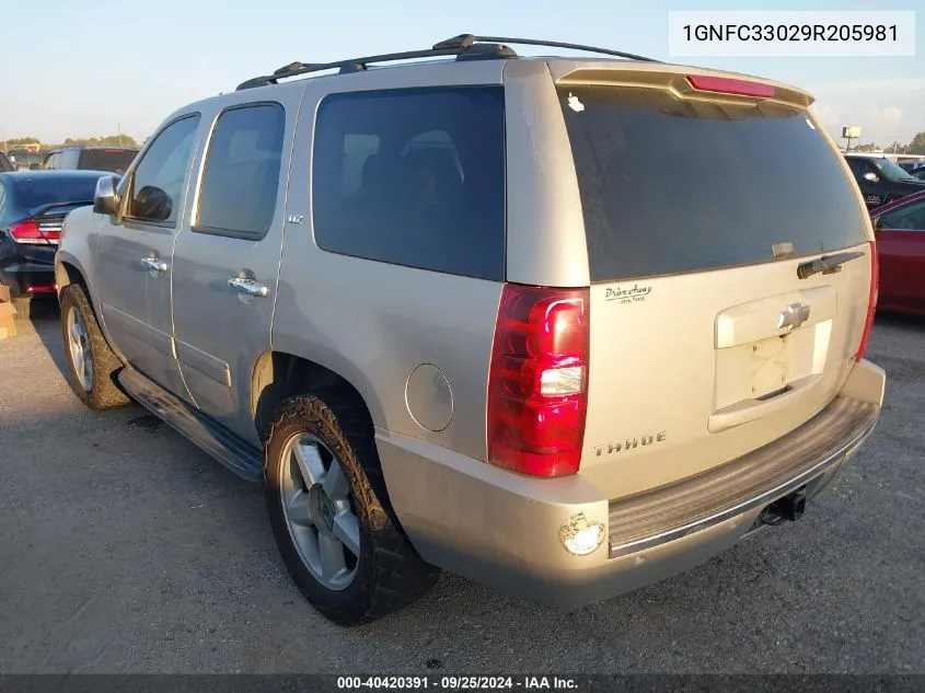 2009 Chevrolet Tahoe Ltz VIN: 1GNFC33029R205981 Lot: 40420391