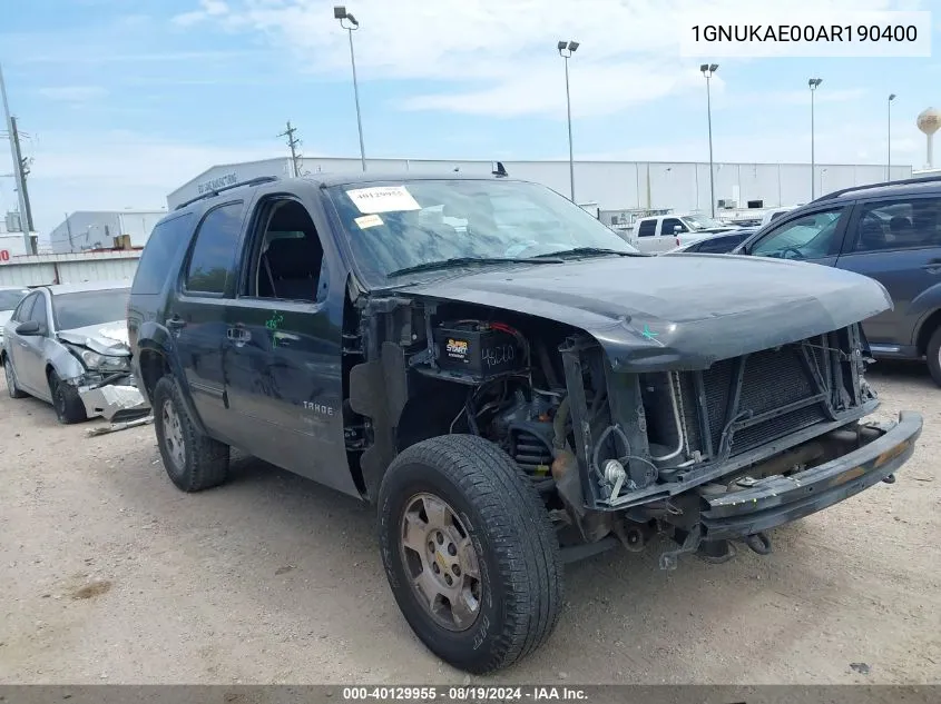 2010 Chevrolet Tahoe Ls VIN: 1GNUKAE00AR190400 Lot: 40129955