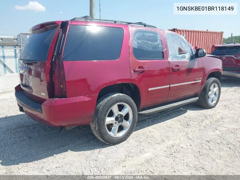 2011 Chevrolet Tahoe Lt VIN: 1GNSKBE01BR118149 Lot: 40025937