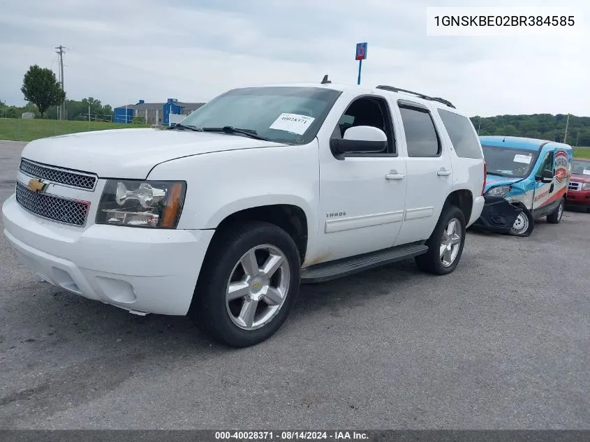 1GNSKBE02BR384585 2011 Chevrolet Tahoe Lt