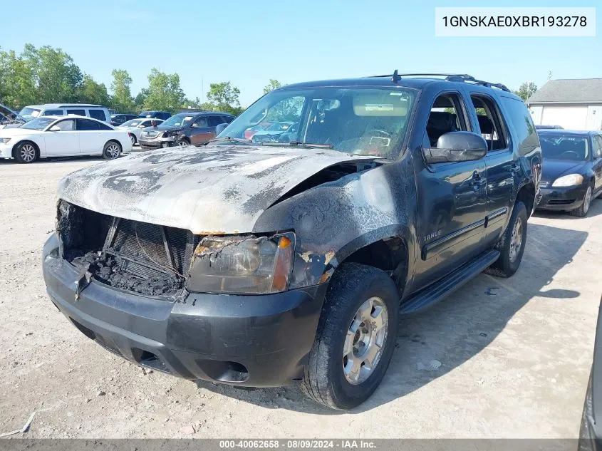 2011 Chevrolet Tahoe Ls VIN: 1GNSKAE0XBR193278 Lot: 40062658