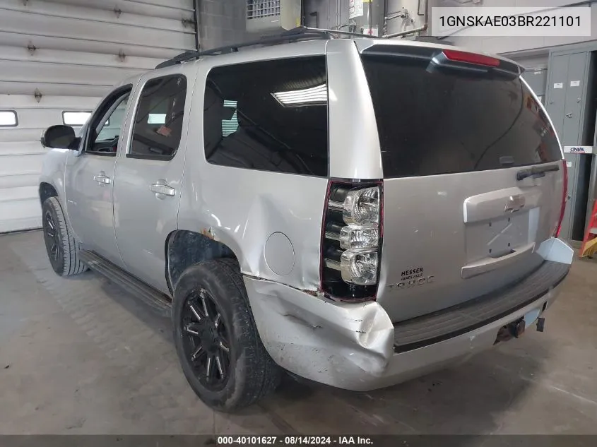 1GNSKAE03BR221101 2011 Chevrolet Tahoe K1500 Ls