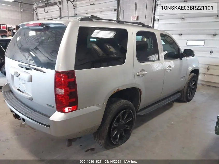 1GNSKAE03BR221101 2011 Chevrolet Tahoe K1500 Ls