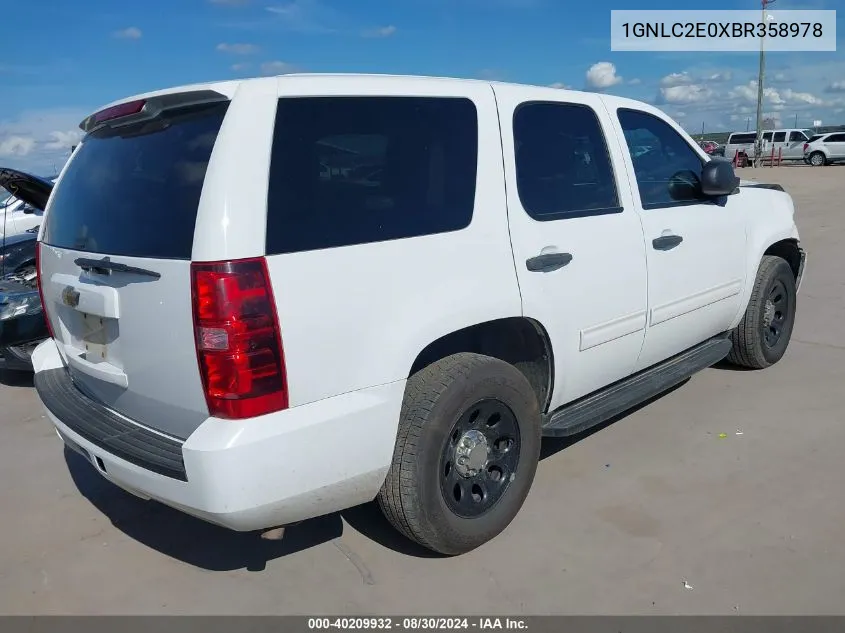 2011 Chevrolet Tahoe Commercial Fleet VIN: 1GNLC2E0XBR358978 Lot: 40209932