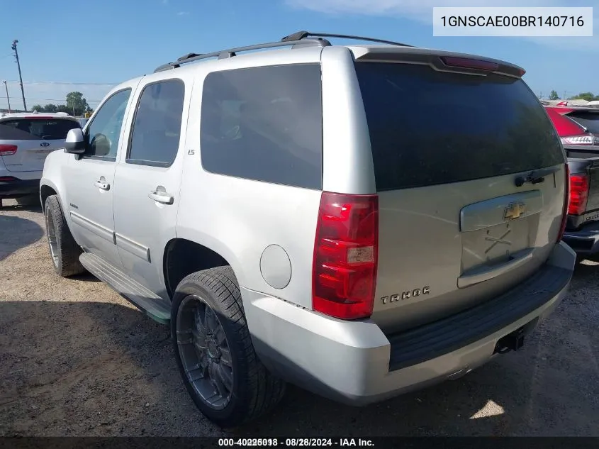 1GNSCAE00BR140716 2011 Chevrolet Tahoe Ls