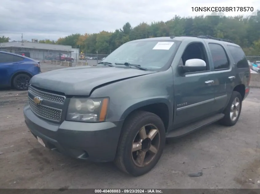 2011 Chevrolet Tahoe Ltz VIN: 1GNSKCE03BR178570 Lot: 40408883