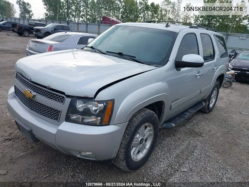 2012 Chevrolet Tahoe VIN: 1GNSKBE04CR204718 Lot: 12079666