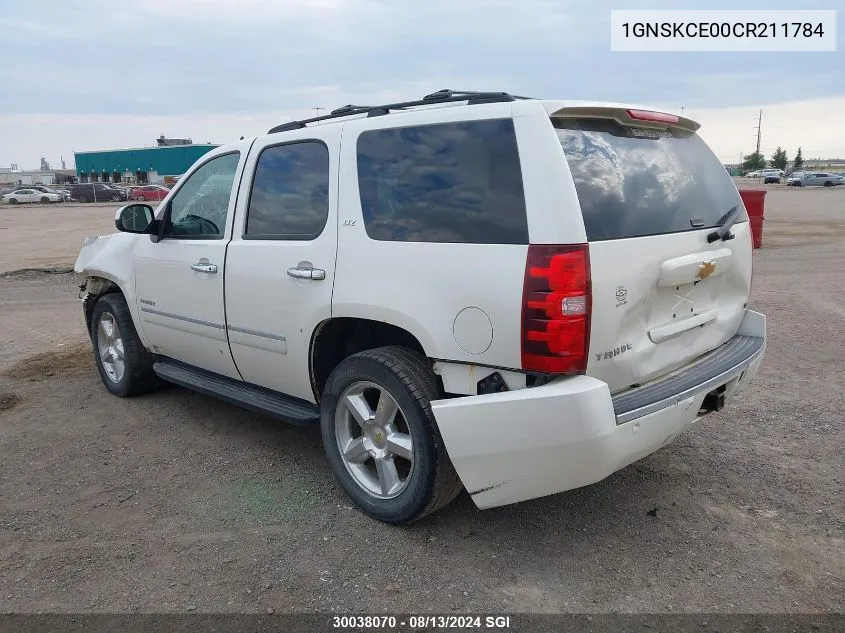 2012 Chevrolet Tahoe K1500 Ltz VIN: 1GNSKCE00CR211784 Lot: 30038070