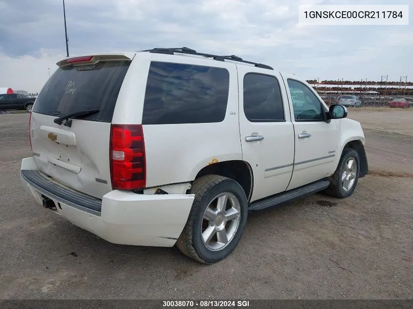 2012 Chevrolet Tahoe K1500 Ltz VIN: 1GNSKCE00CR211784 Lot: 30038070