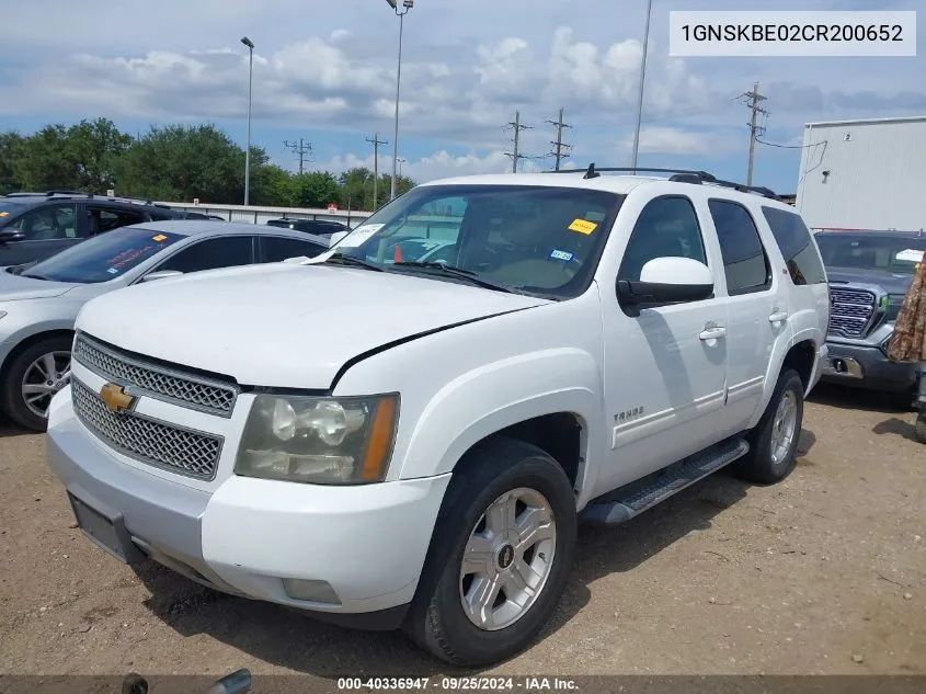 1GNSKBE02CR200652 2012 Chevrolet Tahoe Lt