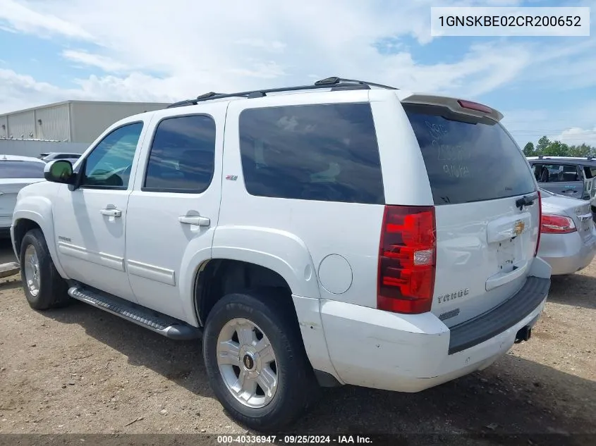 1GNSKBE02CR200652 2012 Chevrolet Tahoe Lt