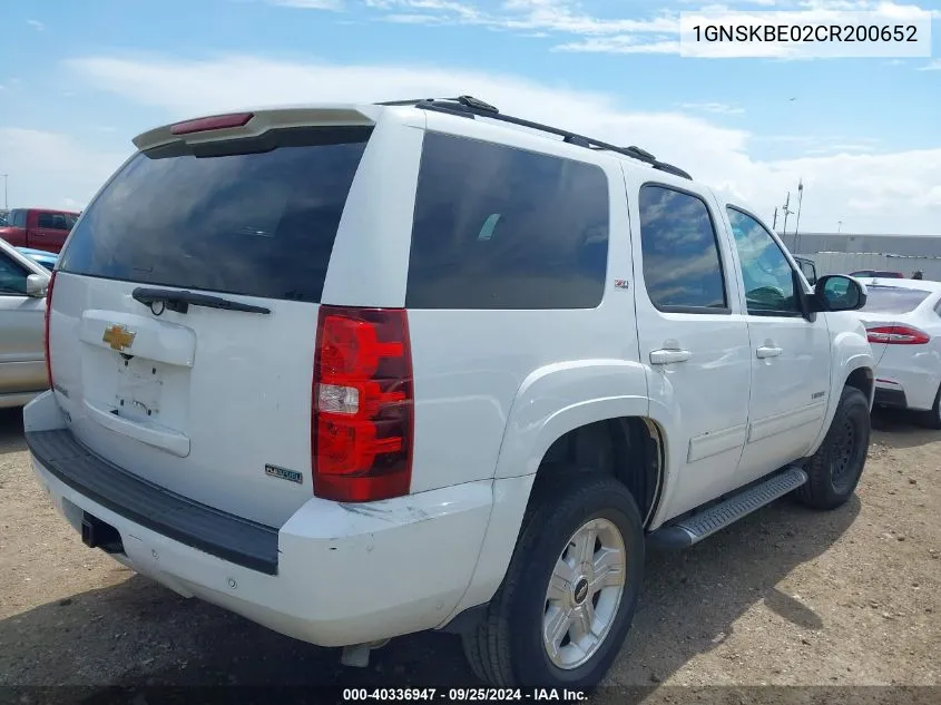 1GNSKBE02CR200652 2012 Chevrolet Tahoe Lt