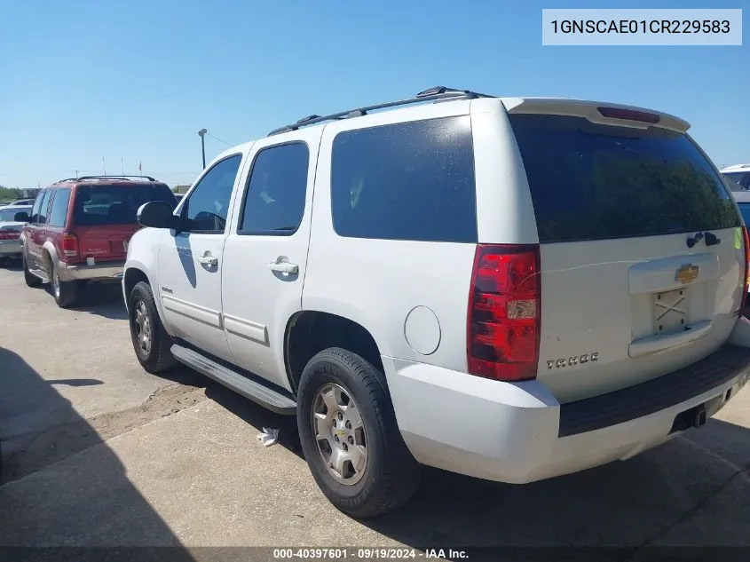 1GNSCAE01CR229583 2012 Chevrolet Tahoe Ls