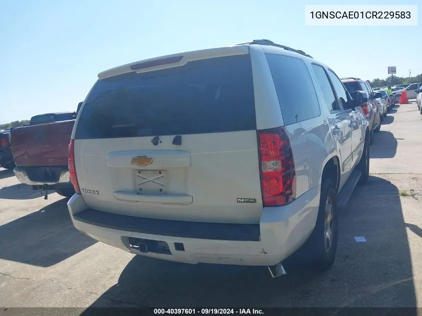 1GNSCAE01CR229583 2012 Chevrolet Tahoe Ls