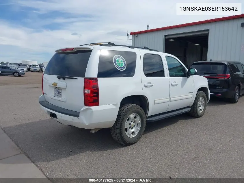 2014 Chevrolet Tahoe Ls VIN: 1GNSKAE03ER163642 Lot: 40177625