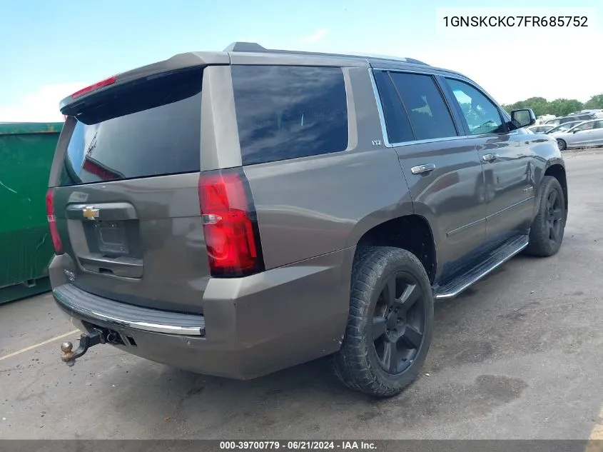 2015 Chevrolet Tahoe Ltz VIN: 1GNSKCKC7FR685752 Lot: 39700779