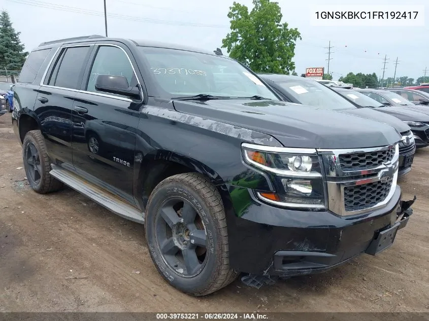 2015 Chevrolet Tahoe Lt VIN: 1GNSKBKC1FR192417 Lot: 39753221