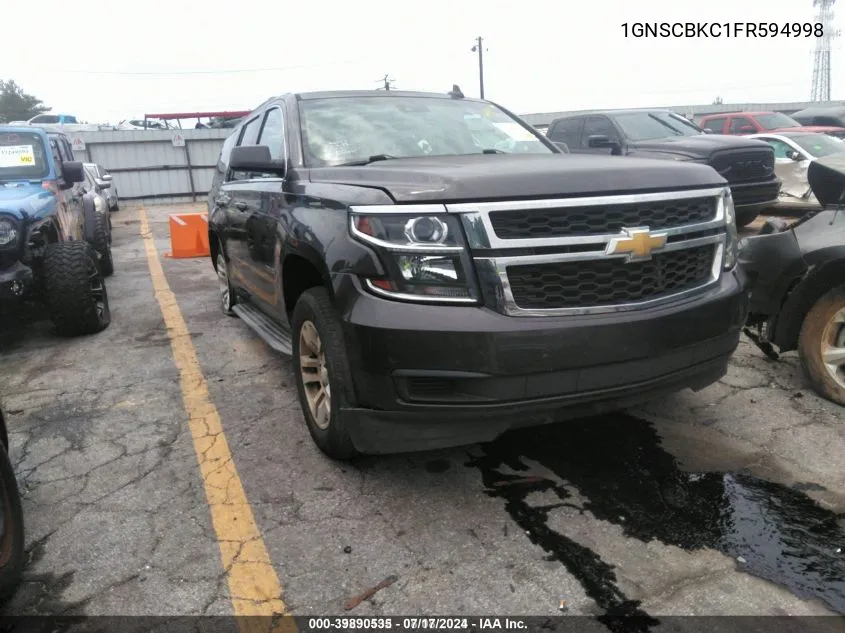 2015 Chevrolet Tahoe Lt VIN: 1GNSCBKC1FR594998 Lot: 39890535