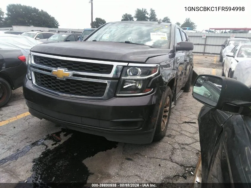 2015 Chevrolet Tahoe Lt VIN: 1GNSCBKC1FR594998 Lot: 39890535