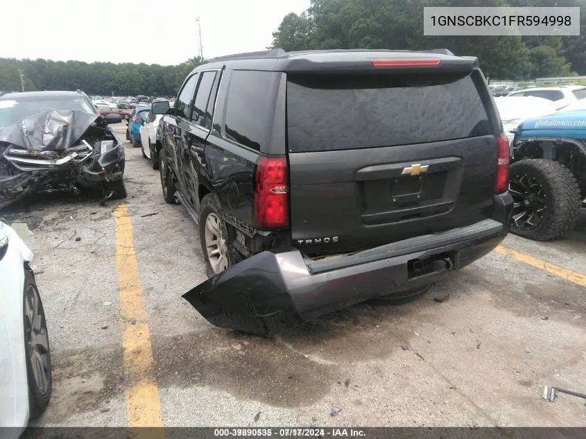 2015 Chevrolet Tahoe Lt VIN: 1GNSCBKC1FR594998 Lot: 39890535