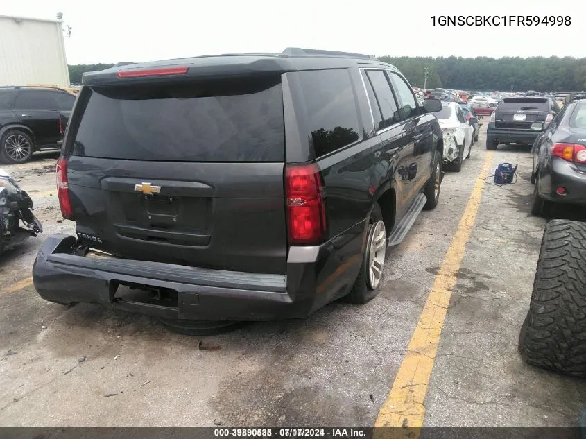 2015 Chevrolet Tahoe Lt VIN: 1GNSCBKC1FR594998 Lot: 39890535