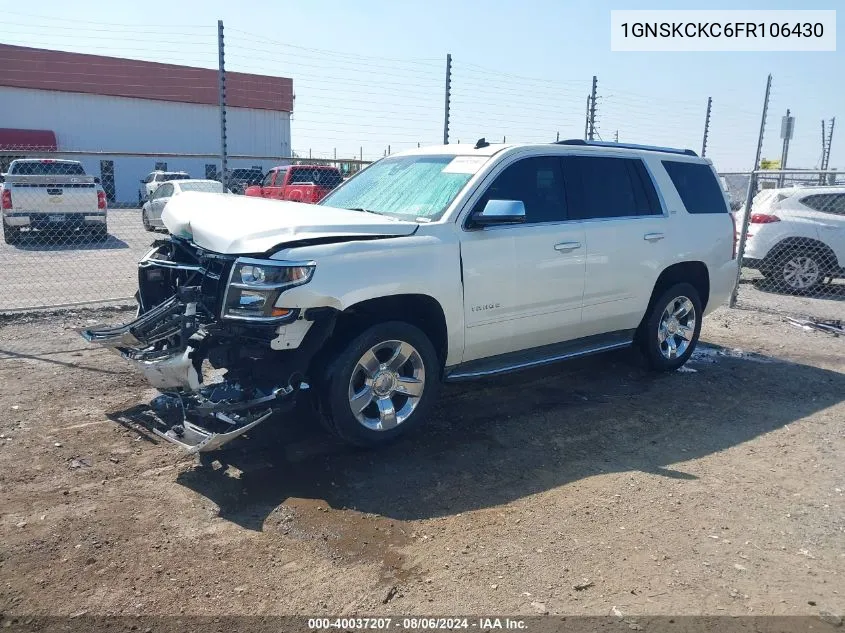 2015 Chevrolet Tahoe Ltz VIN: 1GNSKCKC6FR106430 Lot: 40037207