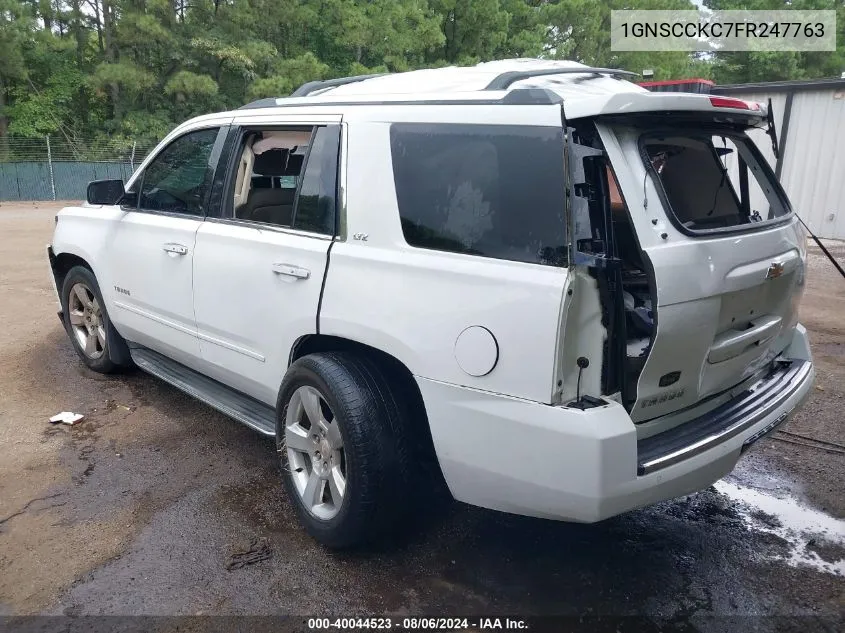 2015 Chevrolet Tahoe Ltz VIN: 1GNSCCKC7FR247763 Lot: 40044523