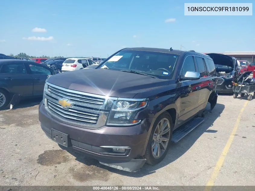 2015 Chevrolet Tahoe C1500 Ltz VIN: 1GNSCCKC9FR181099 Lot: 40045126