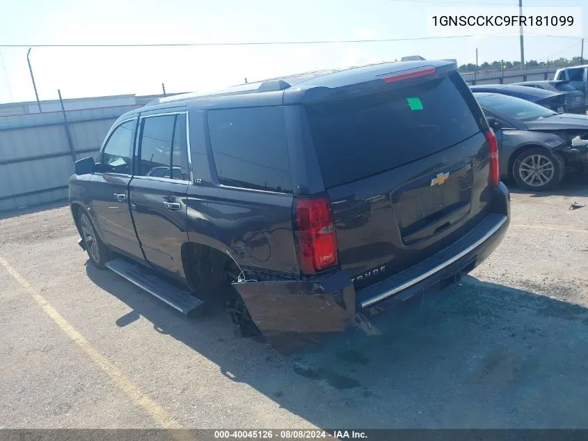 2015 Chevrolet Tahoe C1500 Ltz VIN: 1GNSCCKC9FR181099 Lot: 40045126