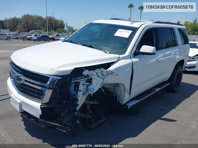 2015 Chevrolet Tahoe Lt VIN: 1GNSKBKC0FR605878 Lot: 40067775