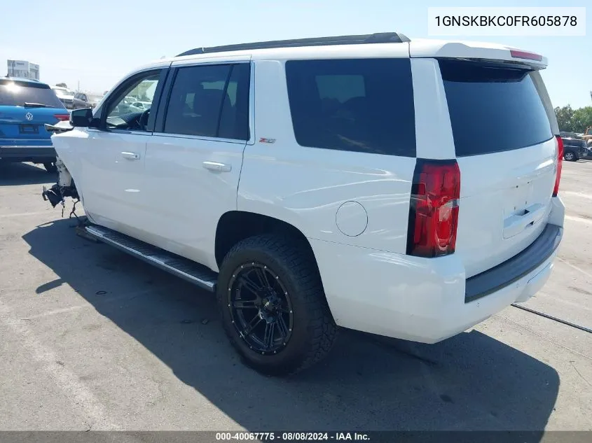 2015 Chevrolet Tahoe Lt VIN: 1GNSKBKC0FR605878 Lot: 40067775