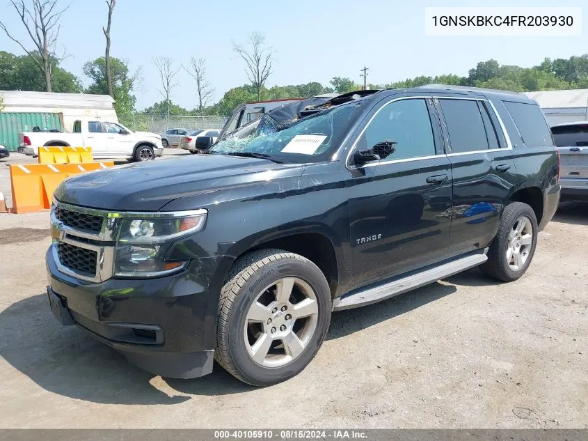 2015 Chevrolet Tahoe Lt VIN: 1GNSKBKC4FR203930 Lot: 40105910