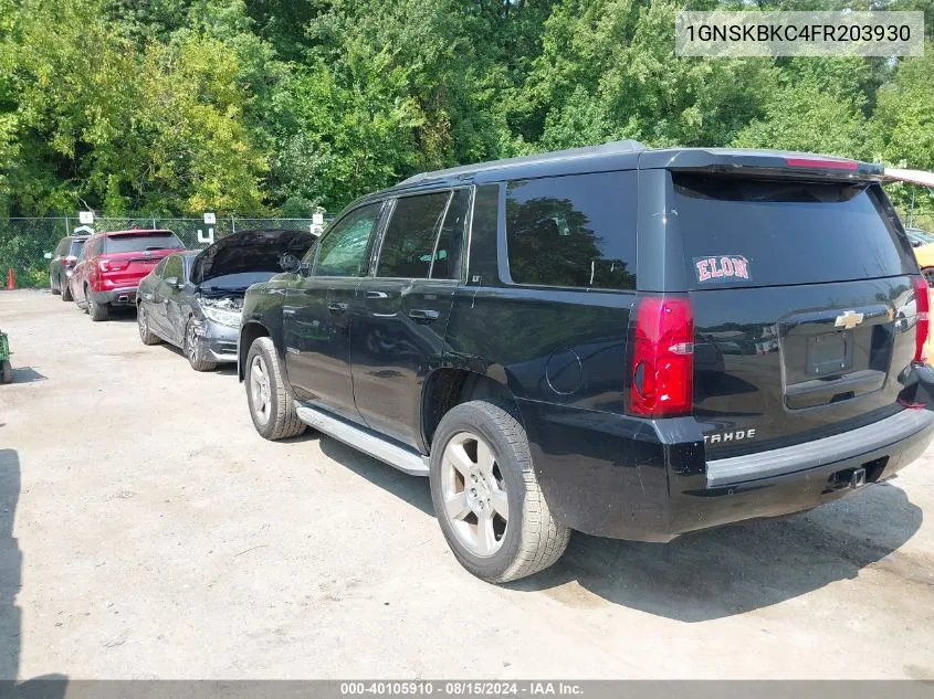 2015 Chevrolet Tahoe Lt VIN: 1GNSKBKC4FR203930 Lot: 40105910