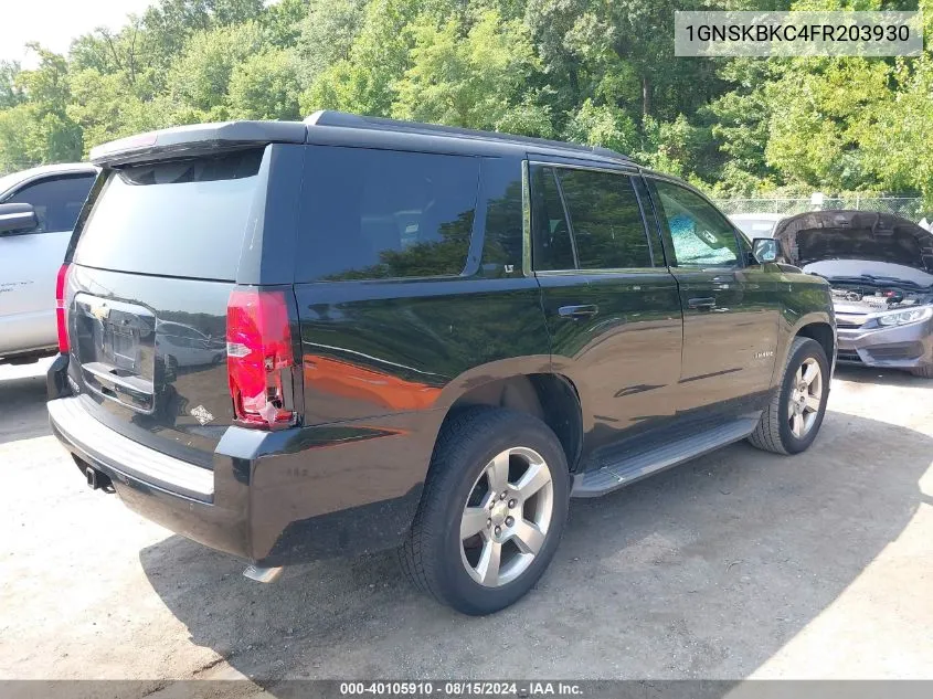 2015 Chevrolet Tahoe Lt VIN: 1GNSKBKC4FR203930 Lot: 40105910