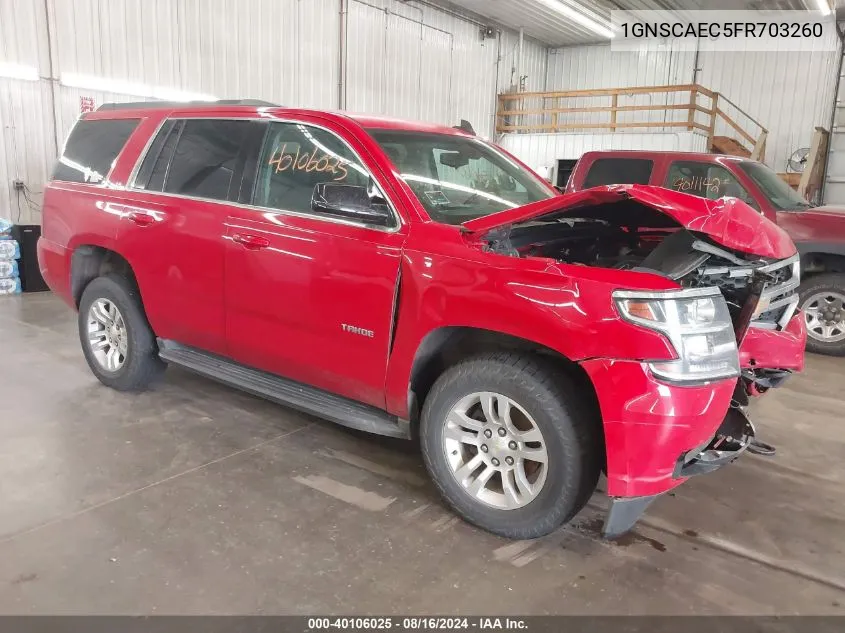 2015 Chevrolet Tahoe Ls VIN: 1GNSCAEC5FR703260 Lot: 40106025