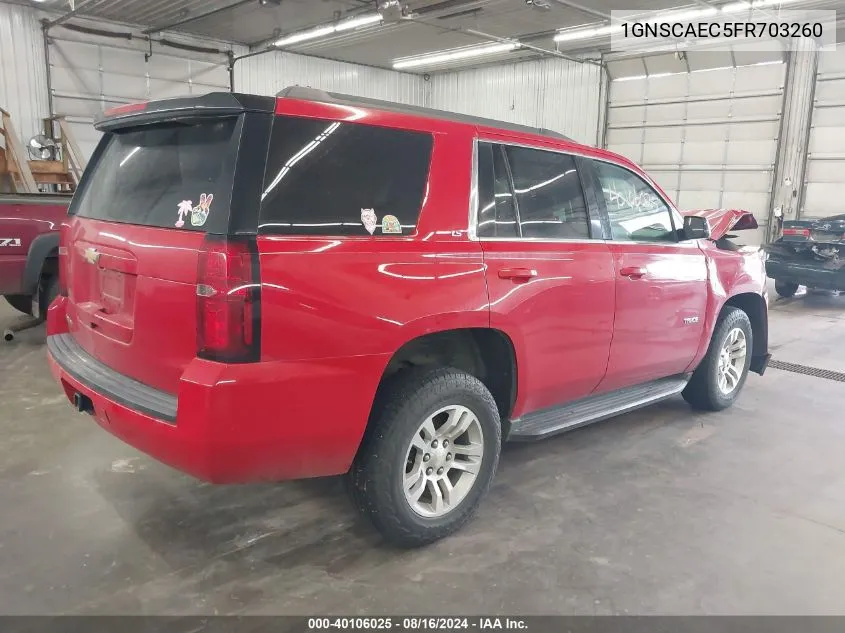 1GNSCAEC5FR703260 2015 Chevrolet Tahoe Ls