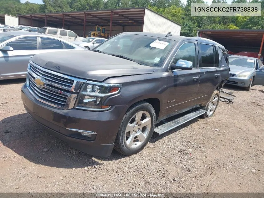 2015 Chevrolet Tahoe Ltz VIN: 1GNSCCKC2FR738838 Lot: 40121450