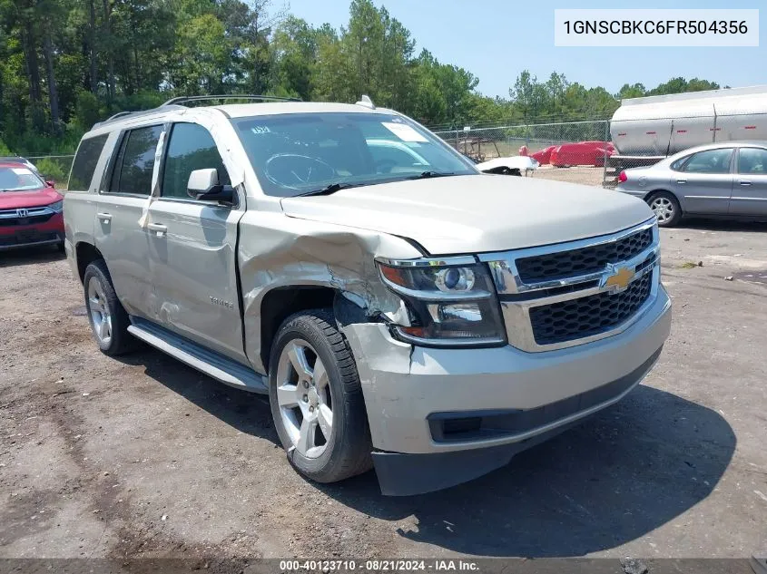 2015 Chevrolet Tahoe Lt VIN: 1GNSCBKC6FR504356 Lot: 40123710