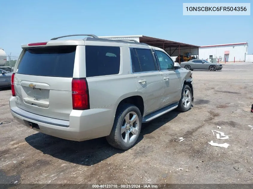 2015 Chevrolet Tahoe Lt VIN: 1GNSCBKC6FR504356 Lot: 40123710