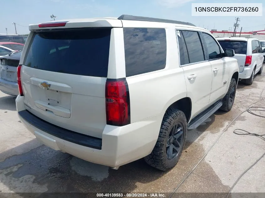 2015 Chevrolet Tahoe Lt VIN: 1GNSCBKC2FR736260 Lot: 40139583