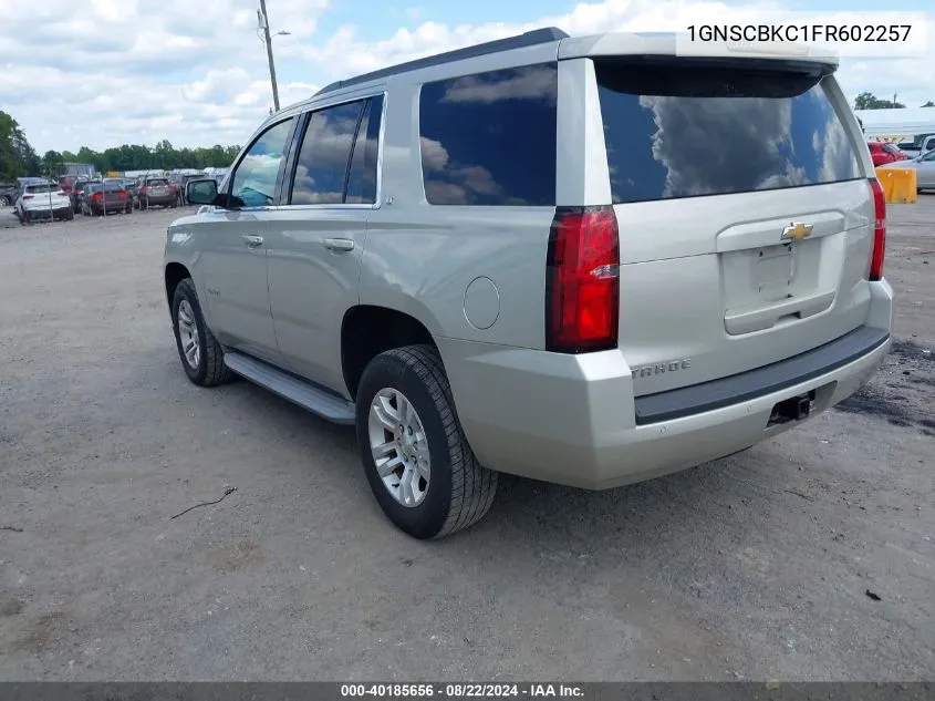 2015 Chevrolet Tahoe Lt VIN: 1GNSCBKC1FR602257 Lot: 40185656