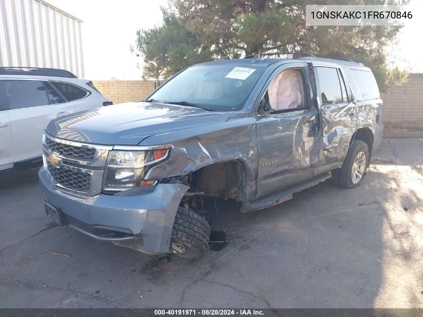 2015 Chevrolet Tahoe Ls VIN: 1GNSKAKC1FR670846 Lot: 40191971